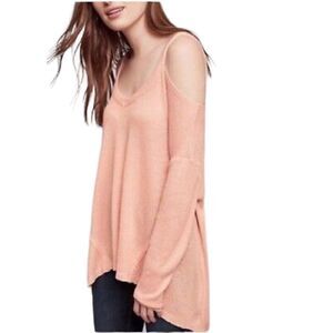 Anthropologie Deletta blush peachy pink cold shoulder slouch top size medium